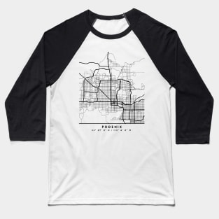 PHOENIX ARIZONA BLACK CITY STREET MAP ART Baseball T-Shirt